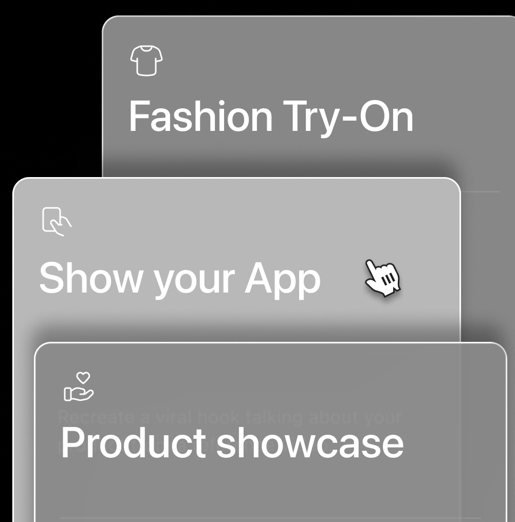 Ad format presets: Fashion Try-On, Show your App, Product showcase